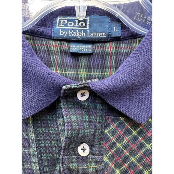 Polo by Ralph Lauren VTG men’s blue green patchwork polo size Large #44-1738 - Picture 3 of 4